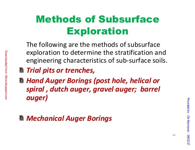 methods of subsurface investigation surface and subsurface exploration